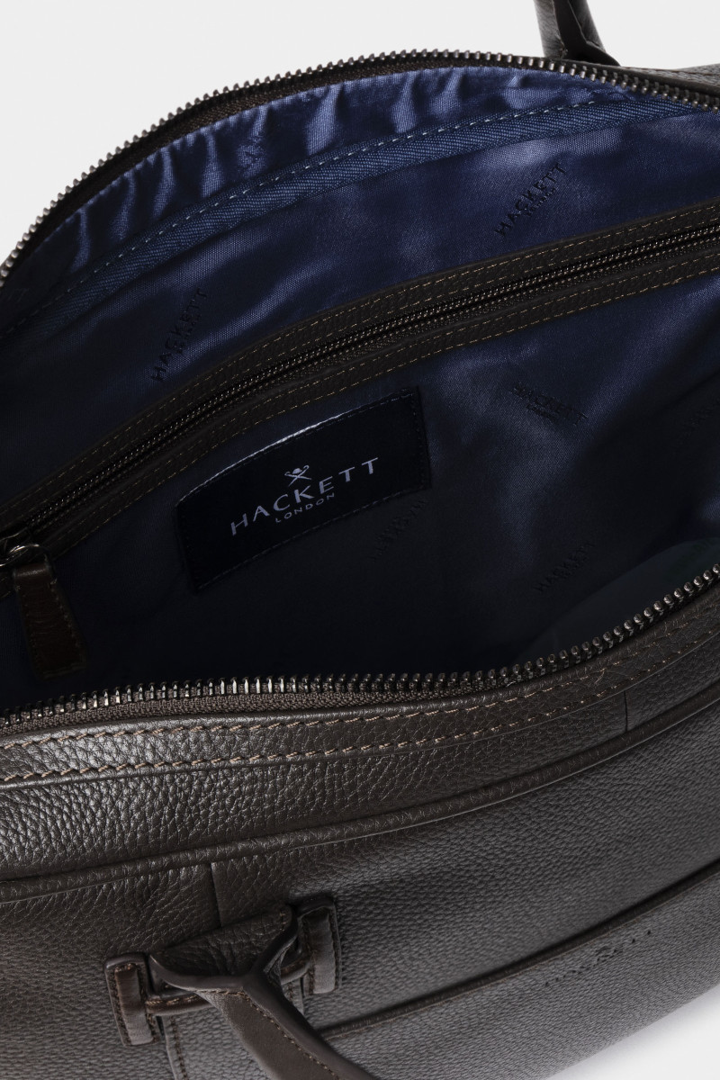 Taška Hackett London Leather Briefcase Dark Brown
