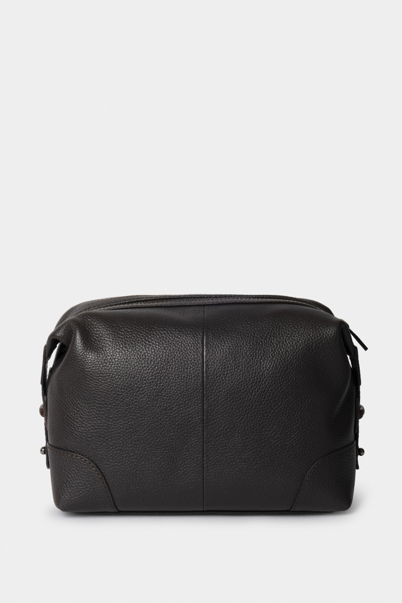Wash Bag Hackett London Leather Washbag Dark Brown