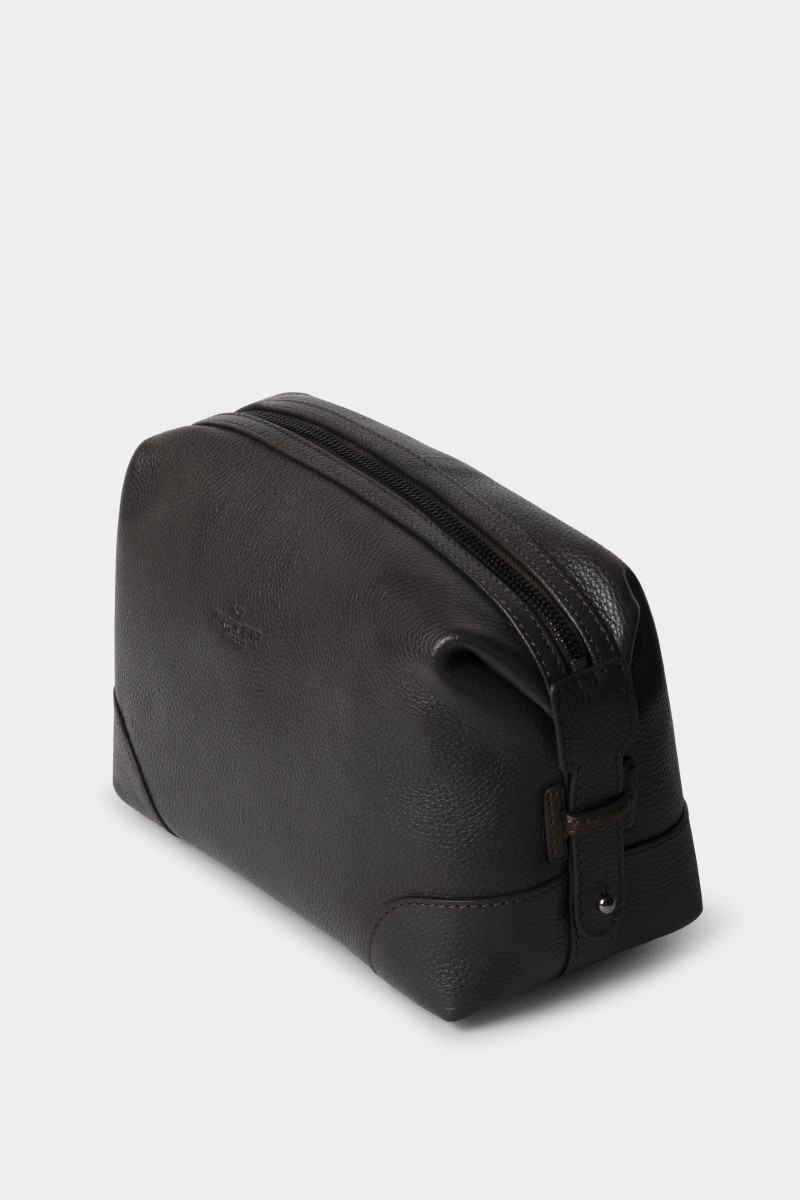 Wash Bag Hackett London Leather Washbag Dark Brown