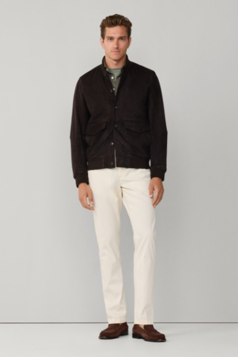 Bunda Hackett London Suede Bomber Ebony Brown