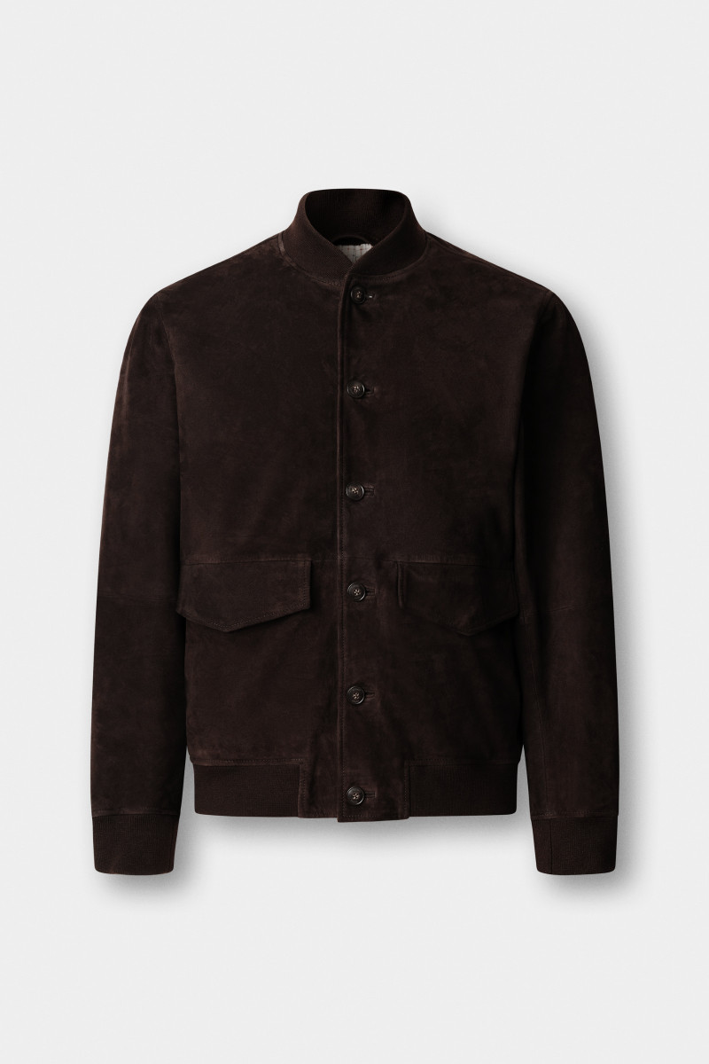 Bunda Hackett London Suede Bomber Ebony Brown