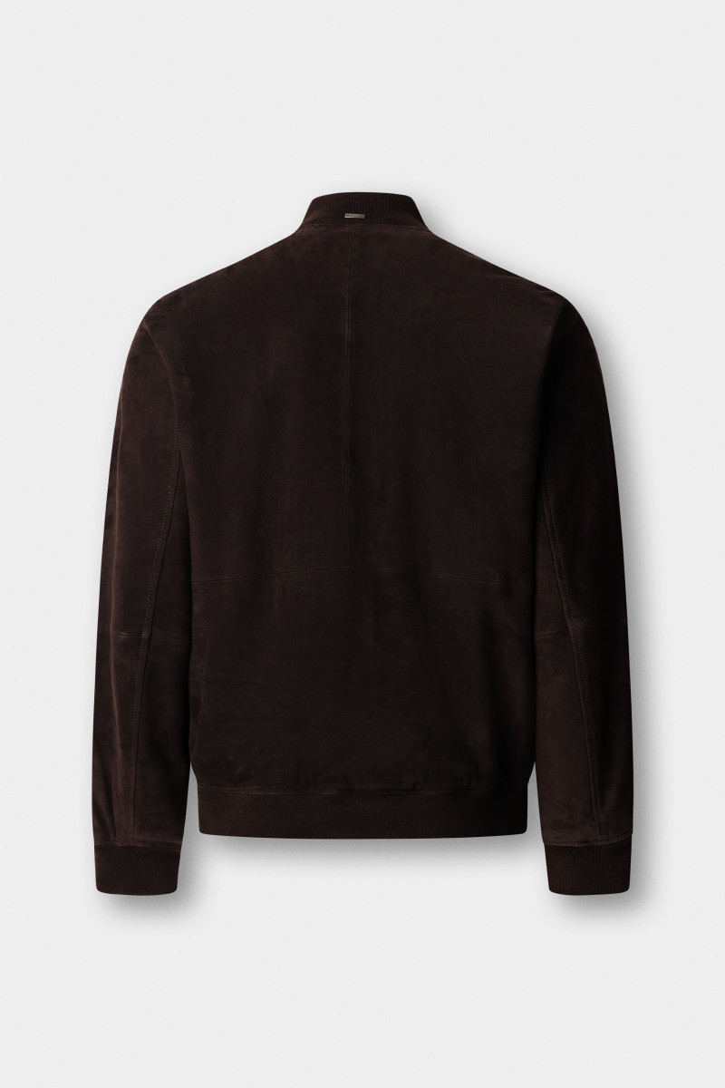 Bunda Hackett London Suede Bomber Ebony Brown