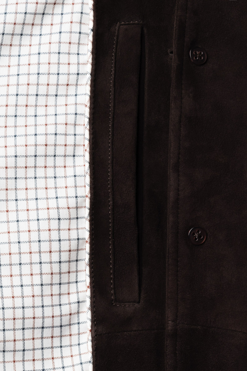 Bunda Hackett London Suede Bomber Ebony Brown