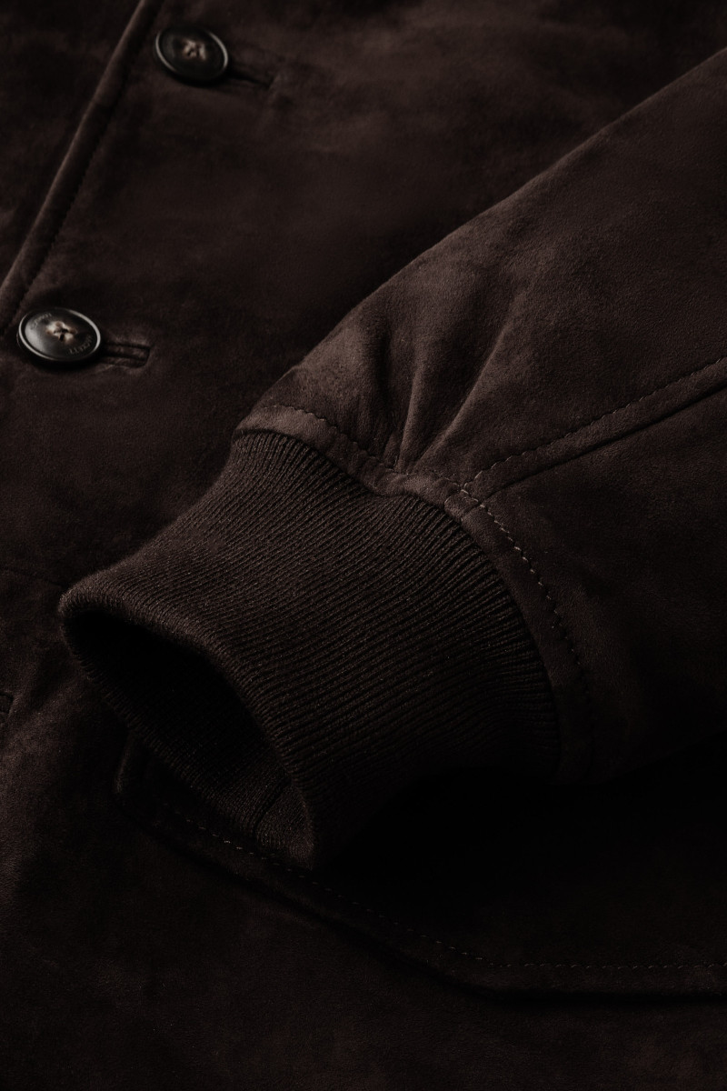 Bunda Hackett London Suede Bomber Ebony Brown