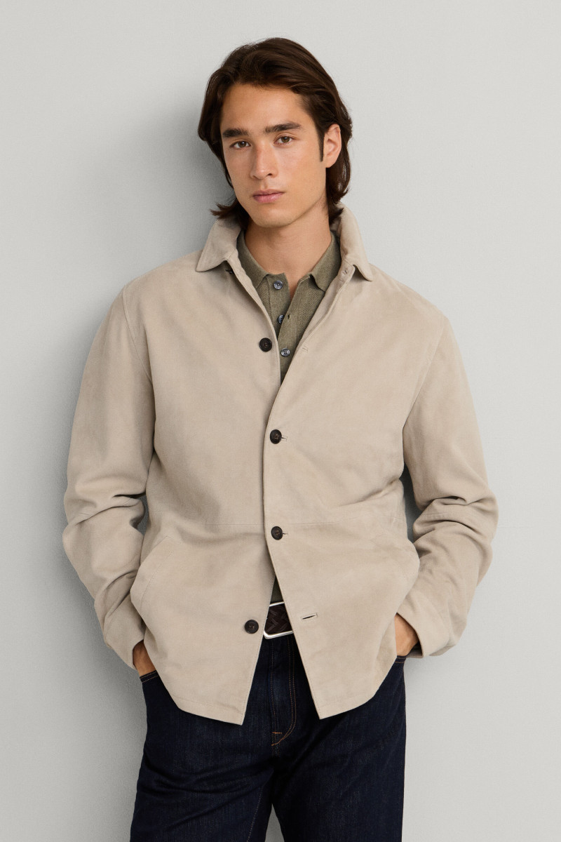 Bunda Hackett London Suede Overshirt Chino Beige