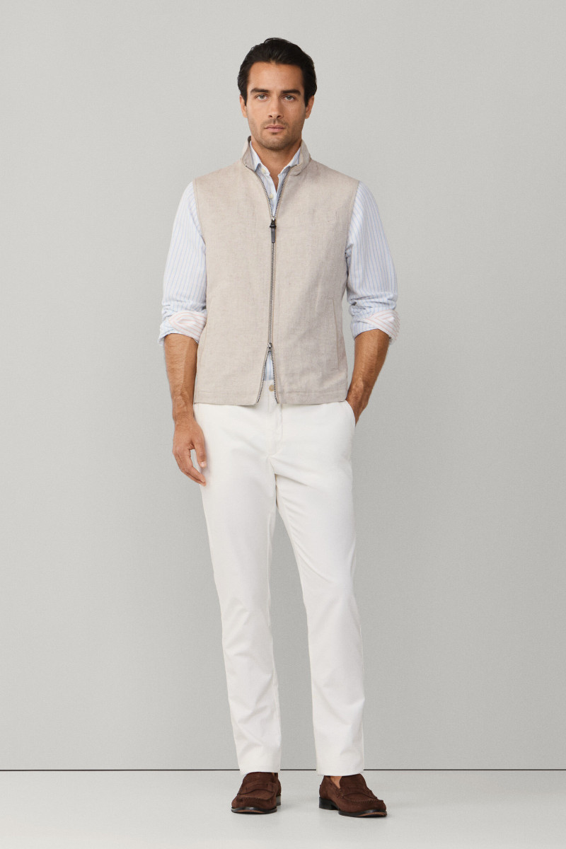 Vesta Hackett London Textured Gilet Stone Beige
