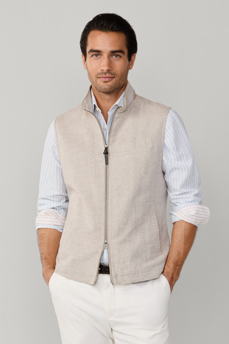 Vesta Hackett London Textured Gilet Stone Beige