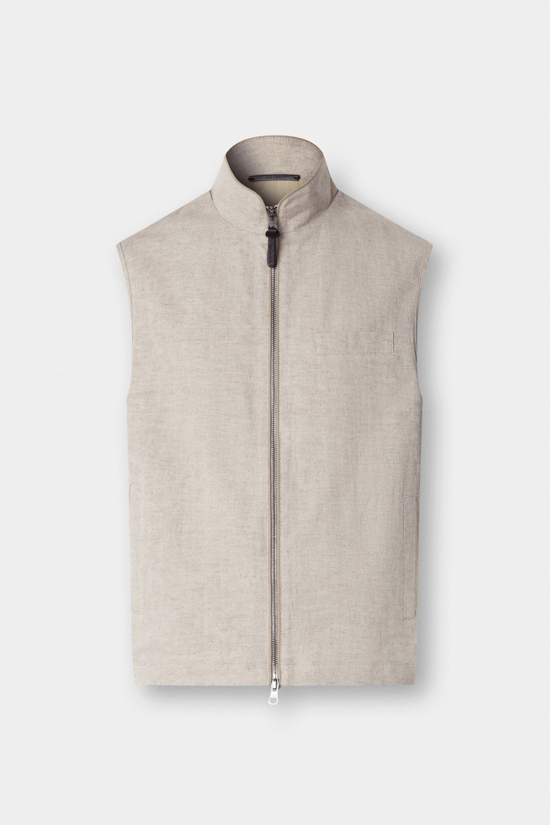 Vesta Hackett London Textured Gilet Stone Beige