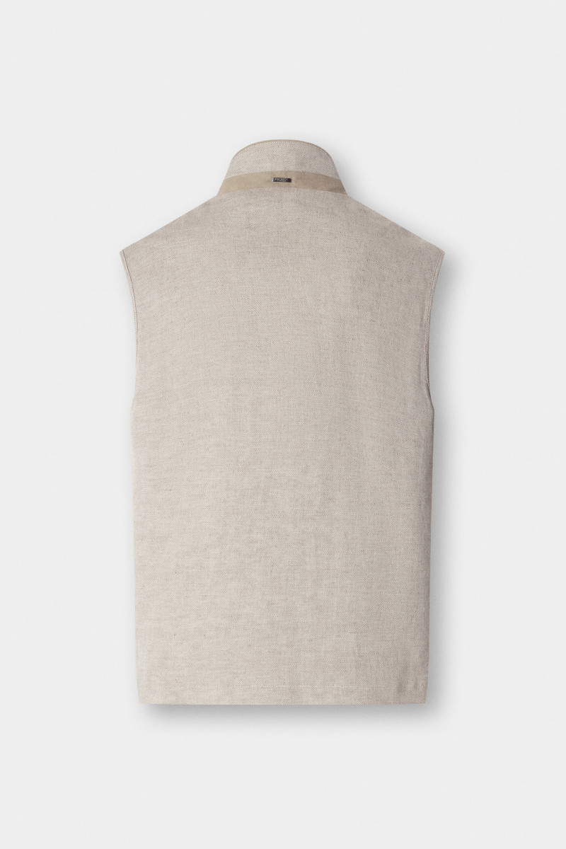 Vesta Hackett London Textured Gilet Stone Beige