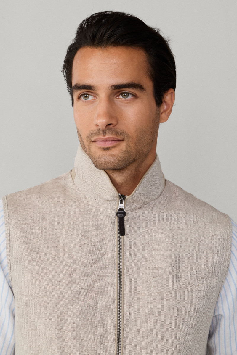 Vesta Hackett London Textured Gilet Stone Beige