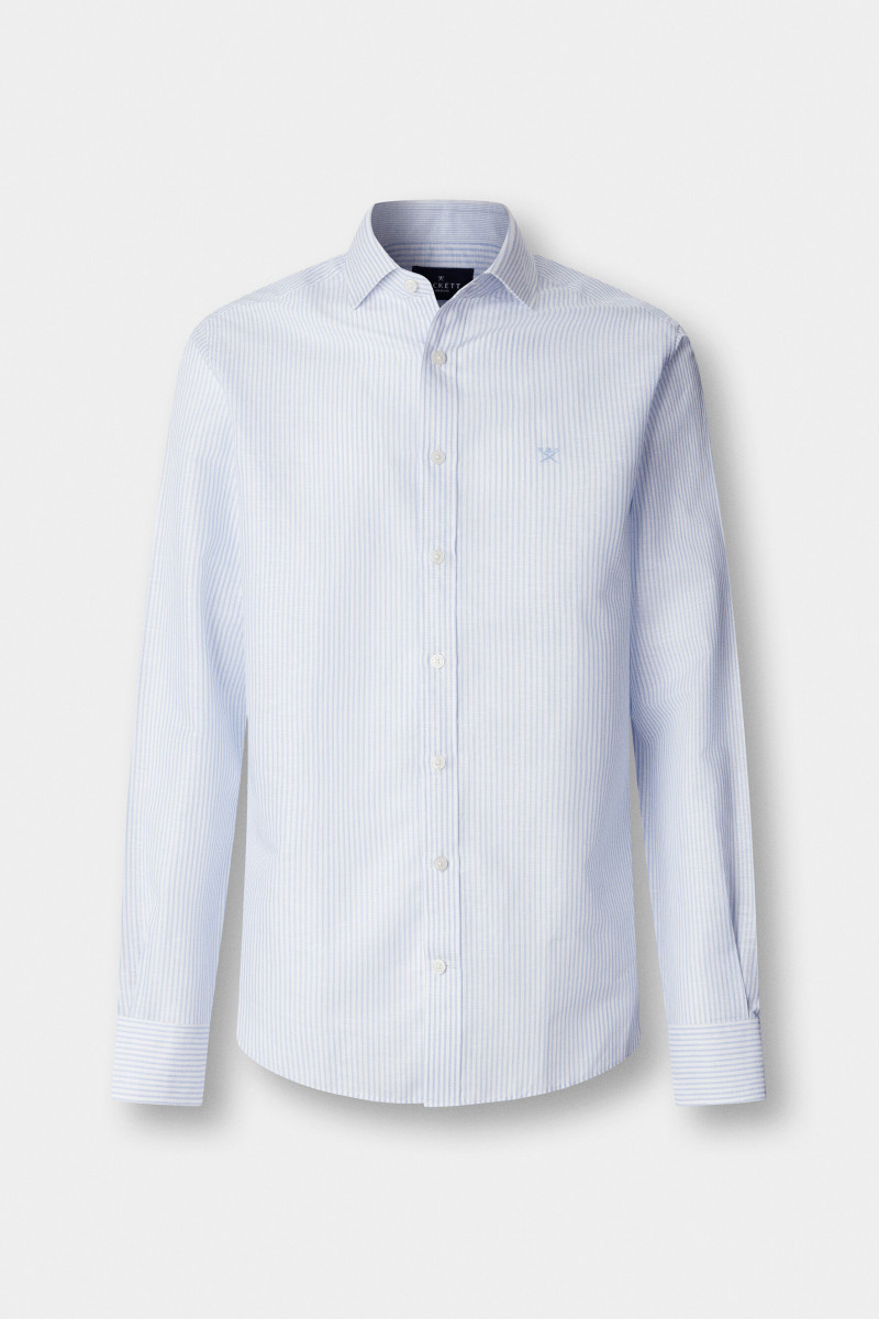Košeľa Hackett London Ess Linen Bengal Oxford Blue