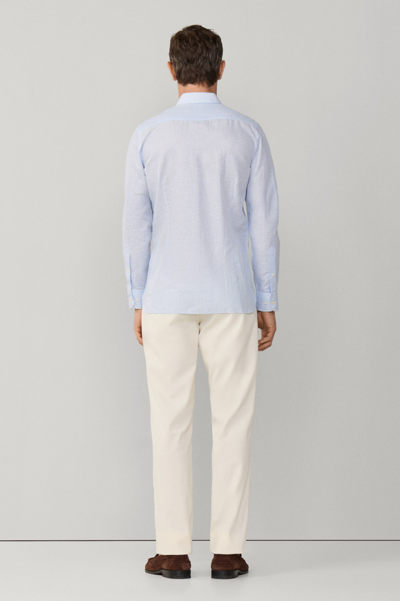 Košeľa Hackett London Ess Linen Bengal Oxford Blue