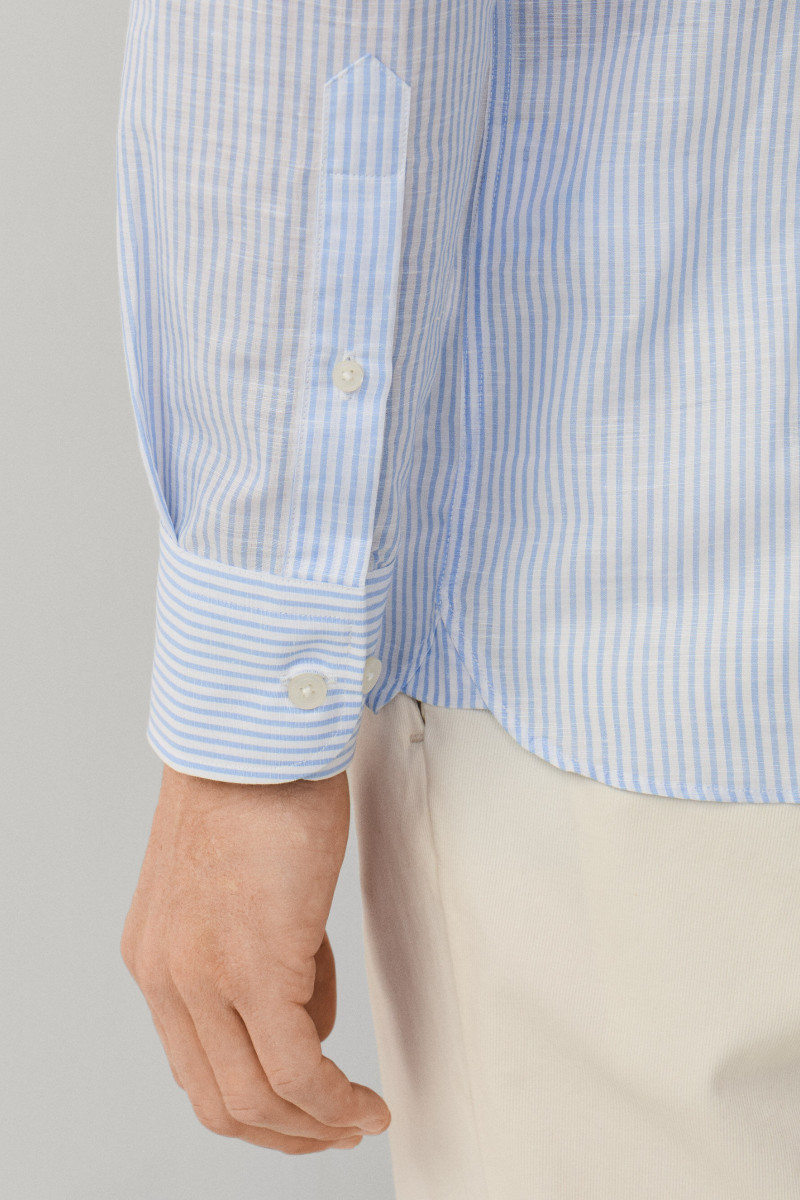 Košeľa Hackett London Ess Linen Bengal Oxford Blue