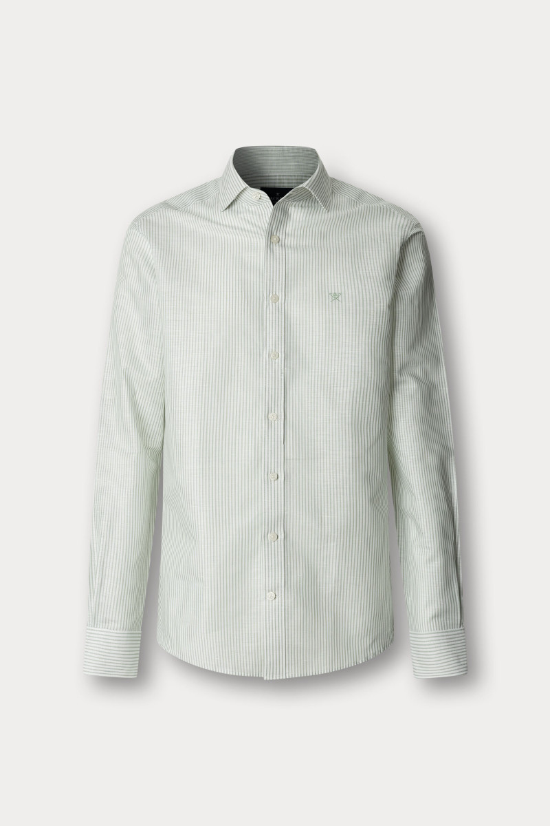 Košeľa Hackett London Ess Linen Bengal Sage Green