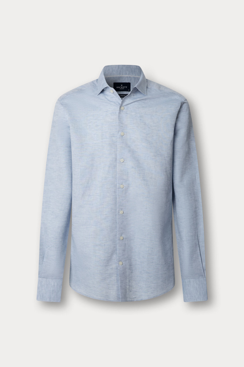 Košeľa Hackett London Cot Lin Solid Summer Blue