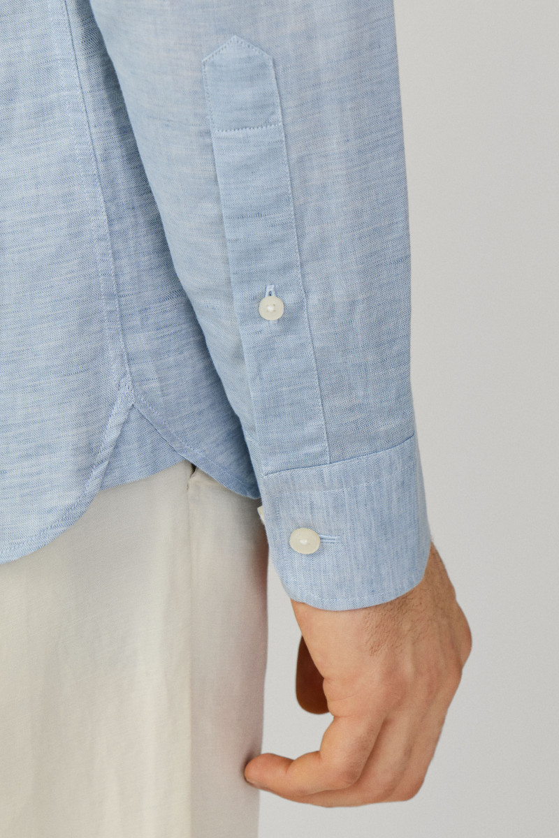 Košeľa Hackett London Cot Lin Solid Summer Blue