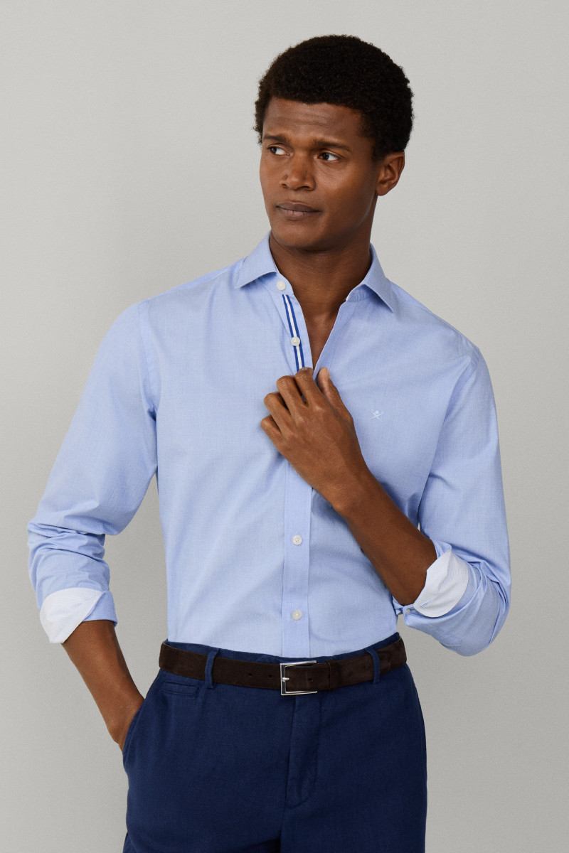 Košeľa Hackett London End On End Multi Summer Blue