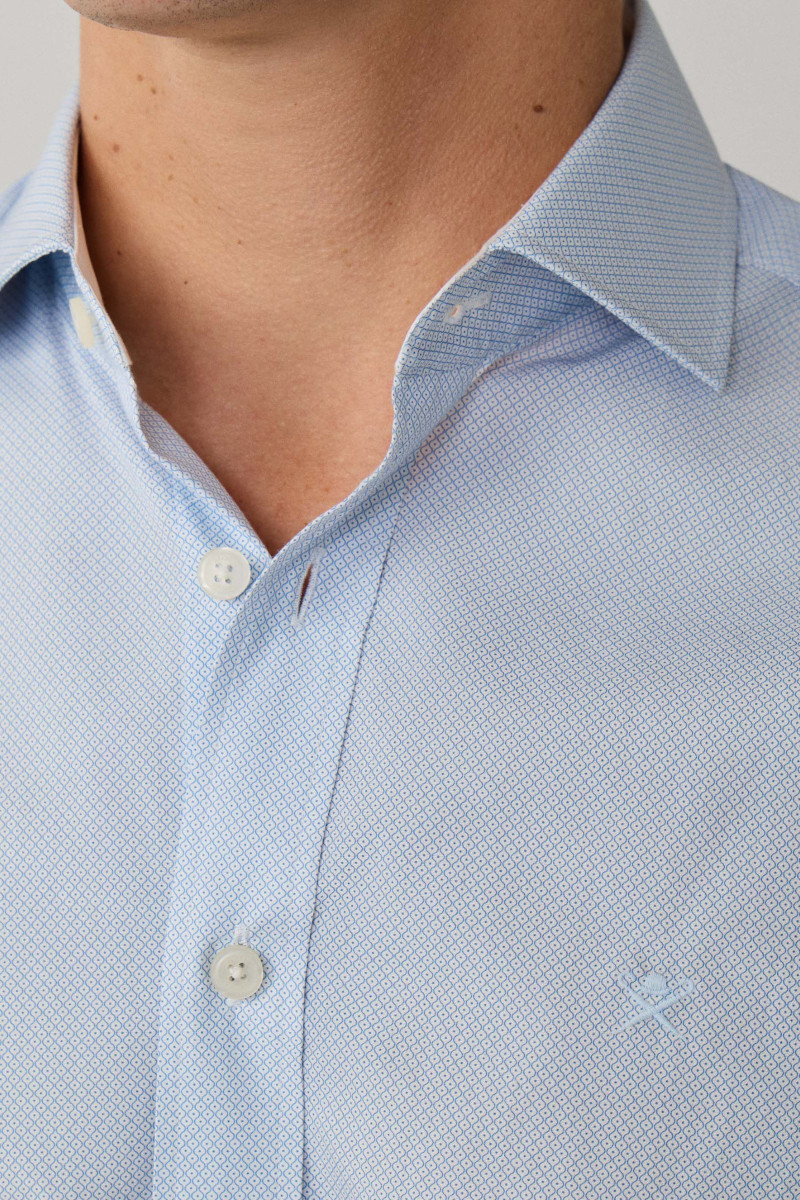 Košeľa Hackett London Mini Geo Print Oxford Blue