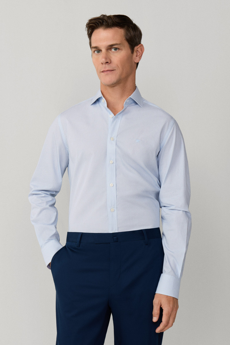 Košeľa Hackett London Mini Geo Print Oxford Blue