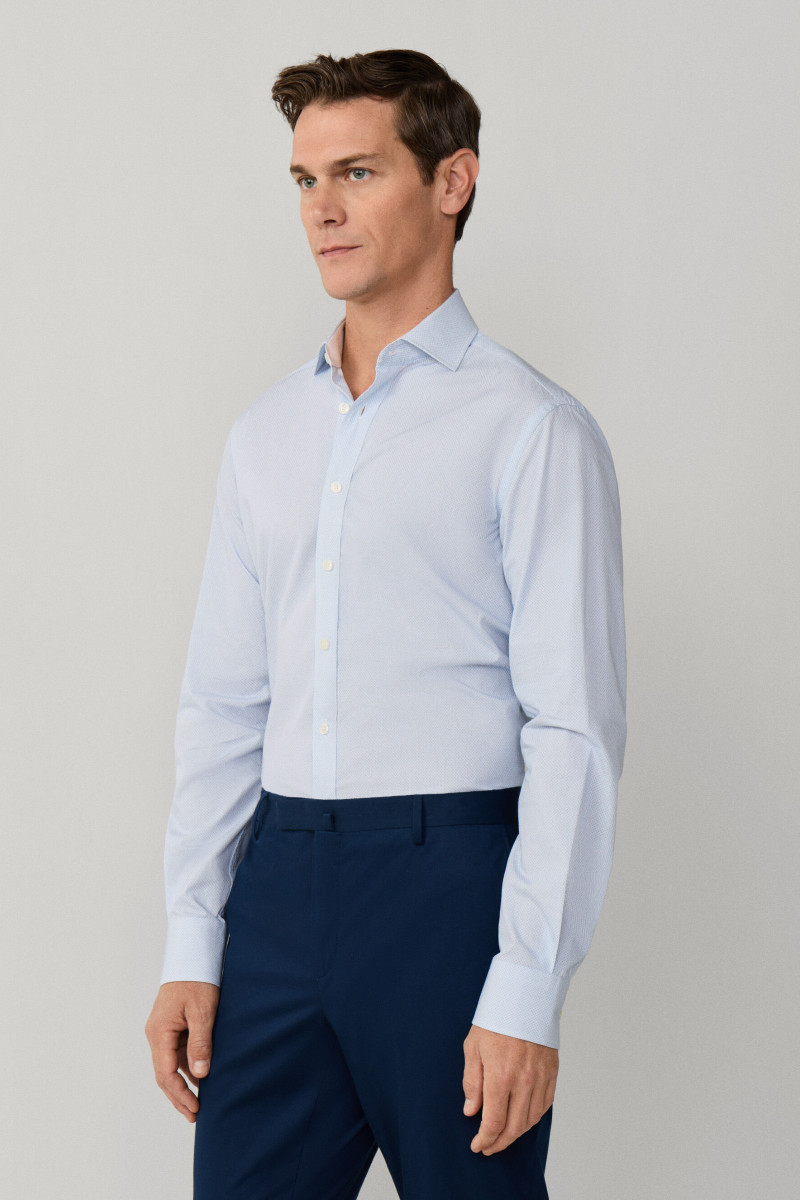 Košeľa Hackett London Mini Geo Print Oxford Blue