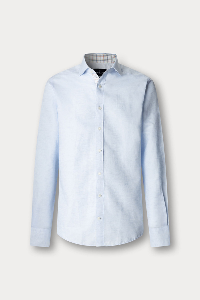 Košeľa Hackett London Cotton Linen Multi Light Blue
