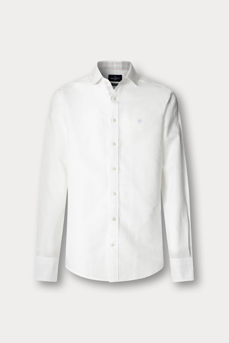 Košeľa Hackett London Cotton Linen Multi Optic White