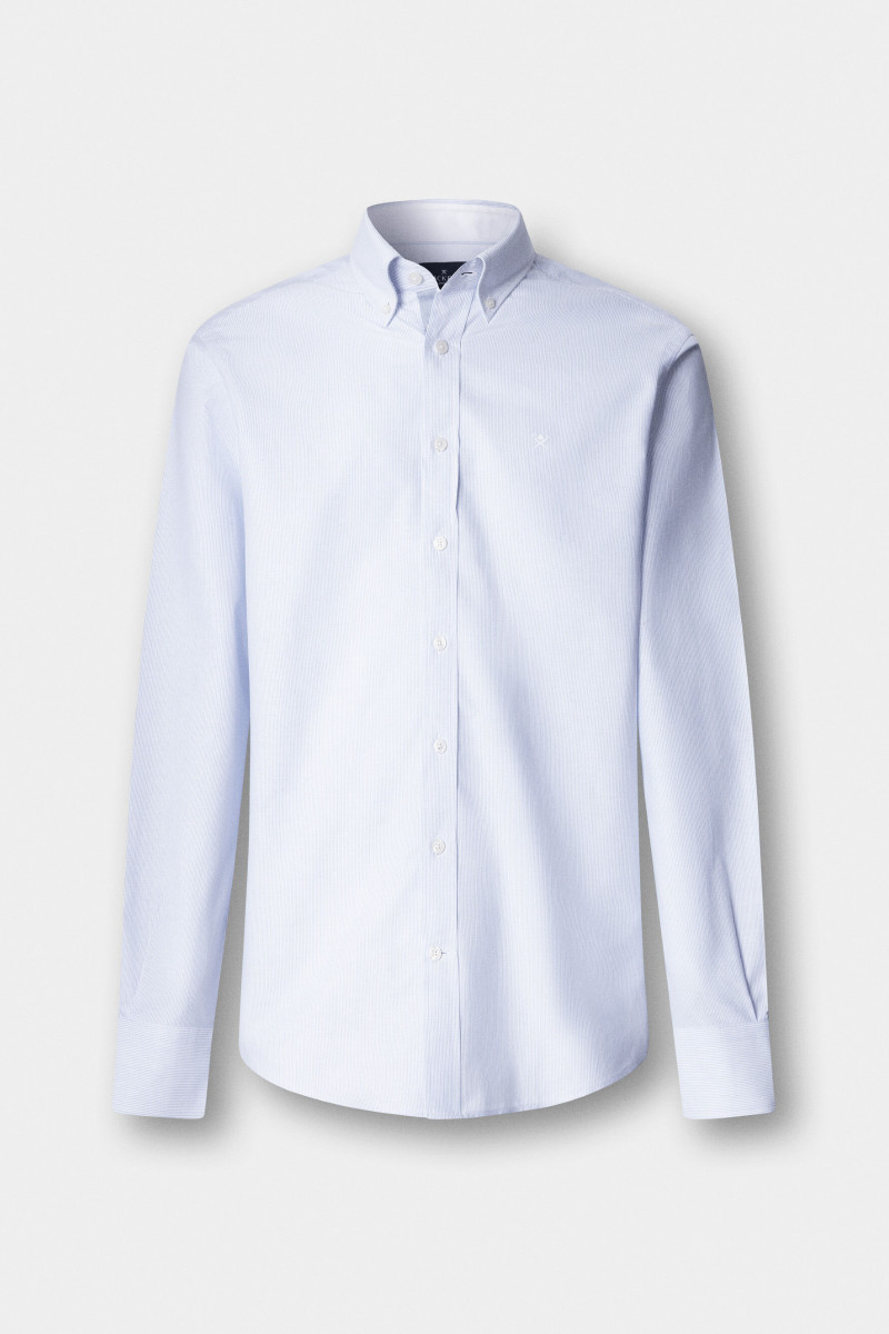 Košeľa Hackett London Ticking Stripe Multi Summer Blue