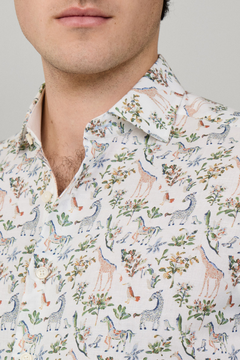 Košeľa Hackett London Fauna Print Sage Green