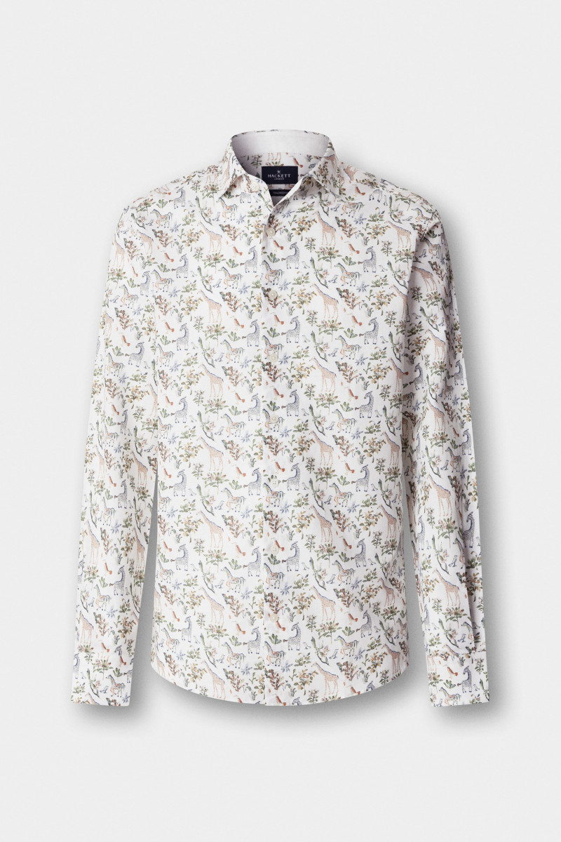 Košeľa Hackett London Fauna Print Sage Green