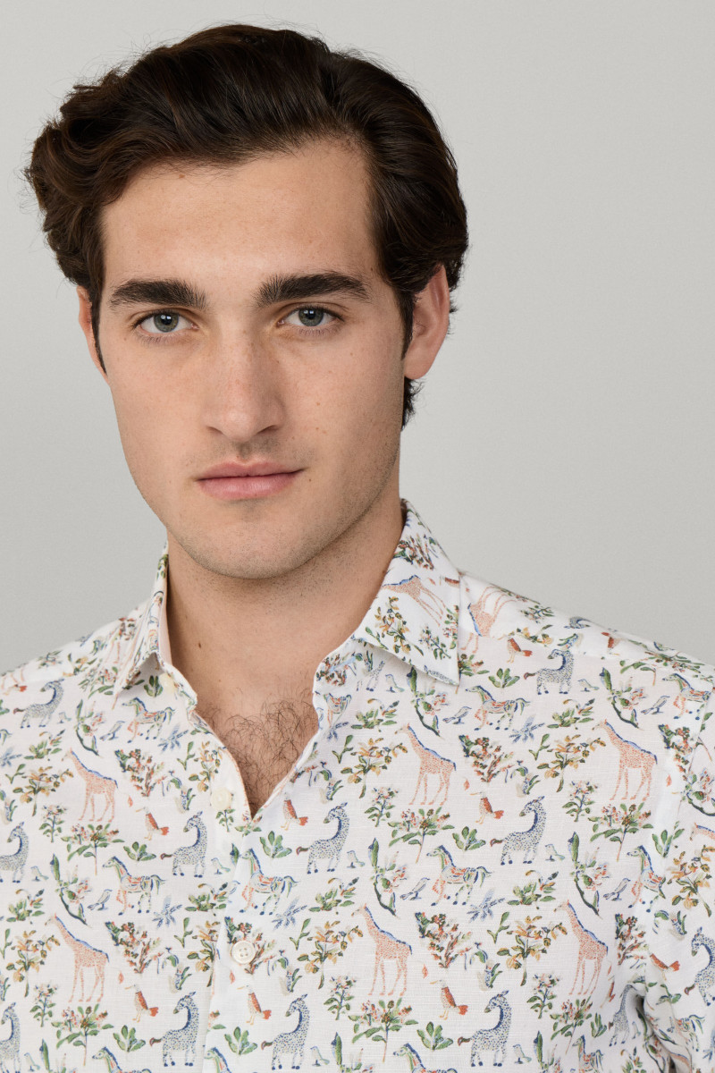 Košeľa Hackett London Fauna Print Sage Green