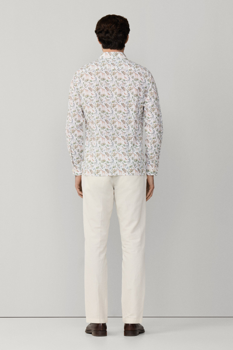 Košeľa Hackett London Fauna Print Sage Green