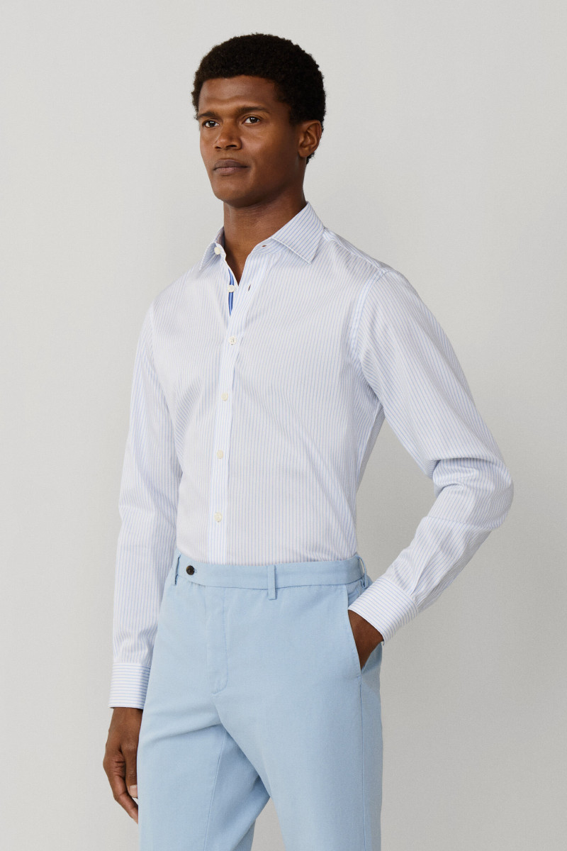 Košeľa Hackett London Twill Eng Stripe Light Blue