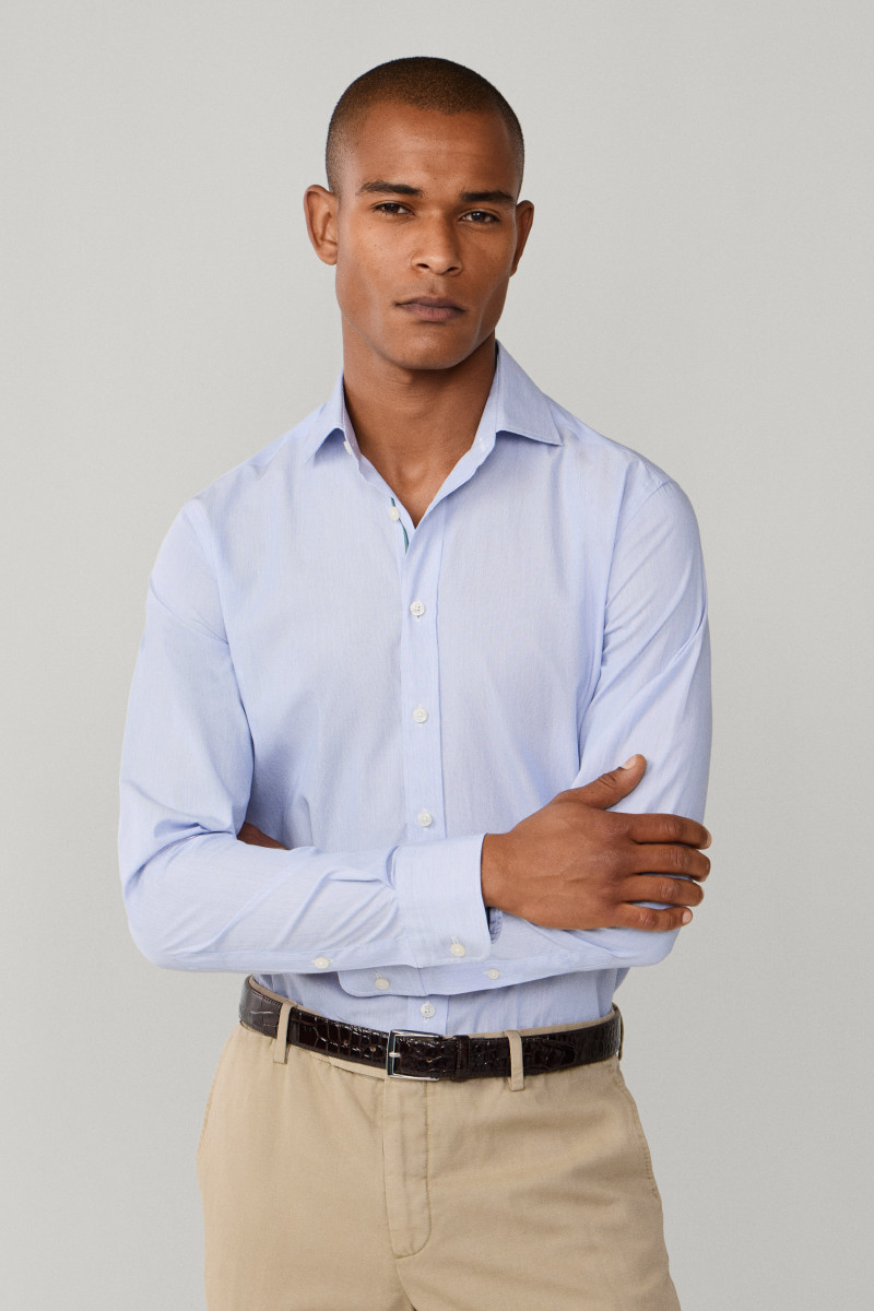 Košeľa Hackett London Hairline Eng Stripe Oxford Blue