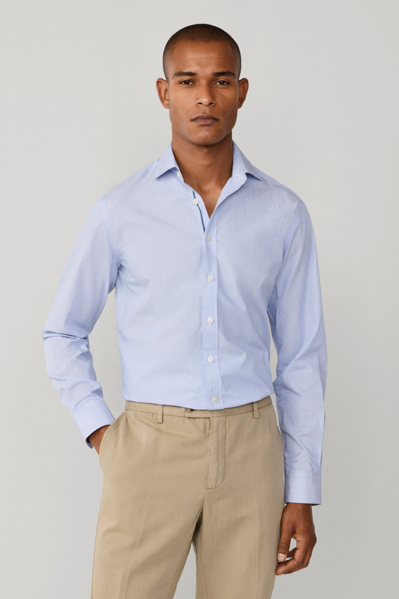 Košeľa Hackett London Hairline Eng Stripe Oxford Blue