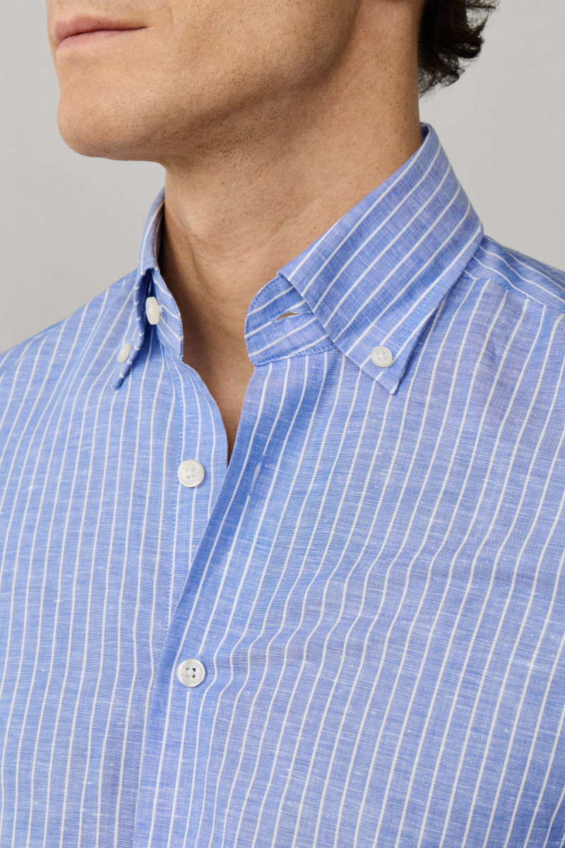 Košeľa Hackett London Cot Linen Blazer Str Summer Blue