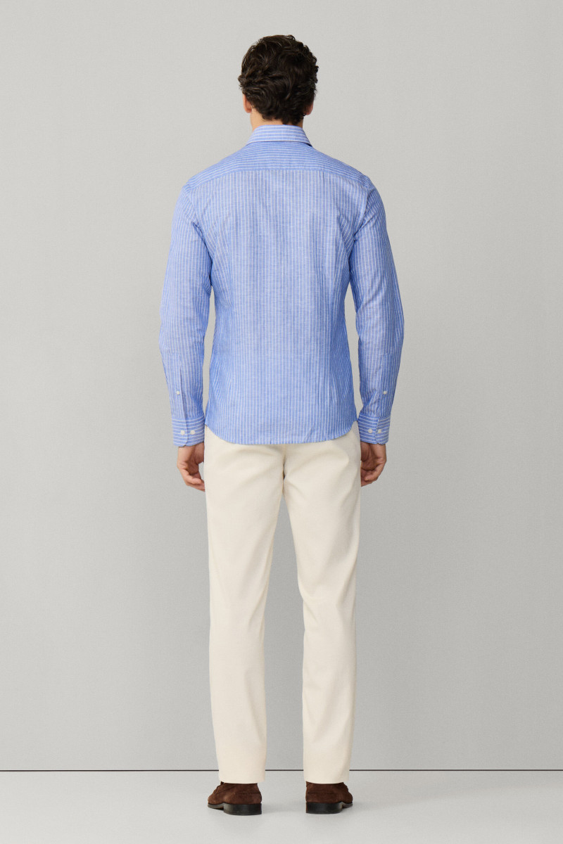 Košeľa Hackett London Cot Linen Blazer Str Summer Blue