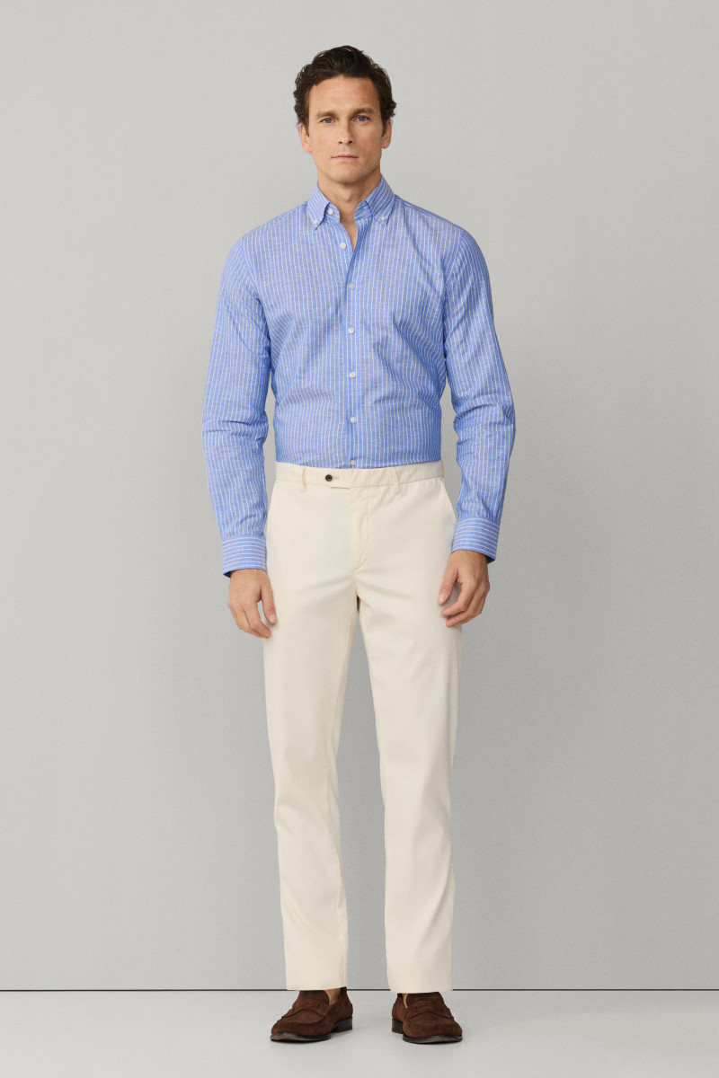 Košeľa Hackett London Cot Linen Blazer Str Summer Blue