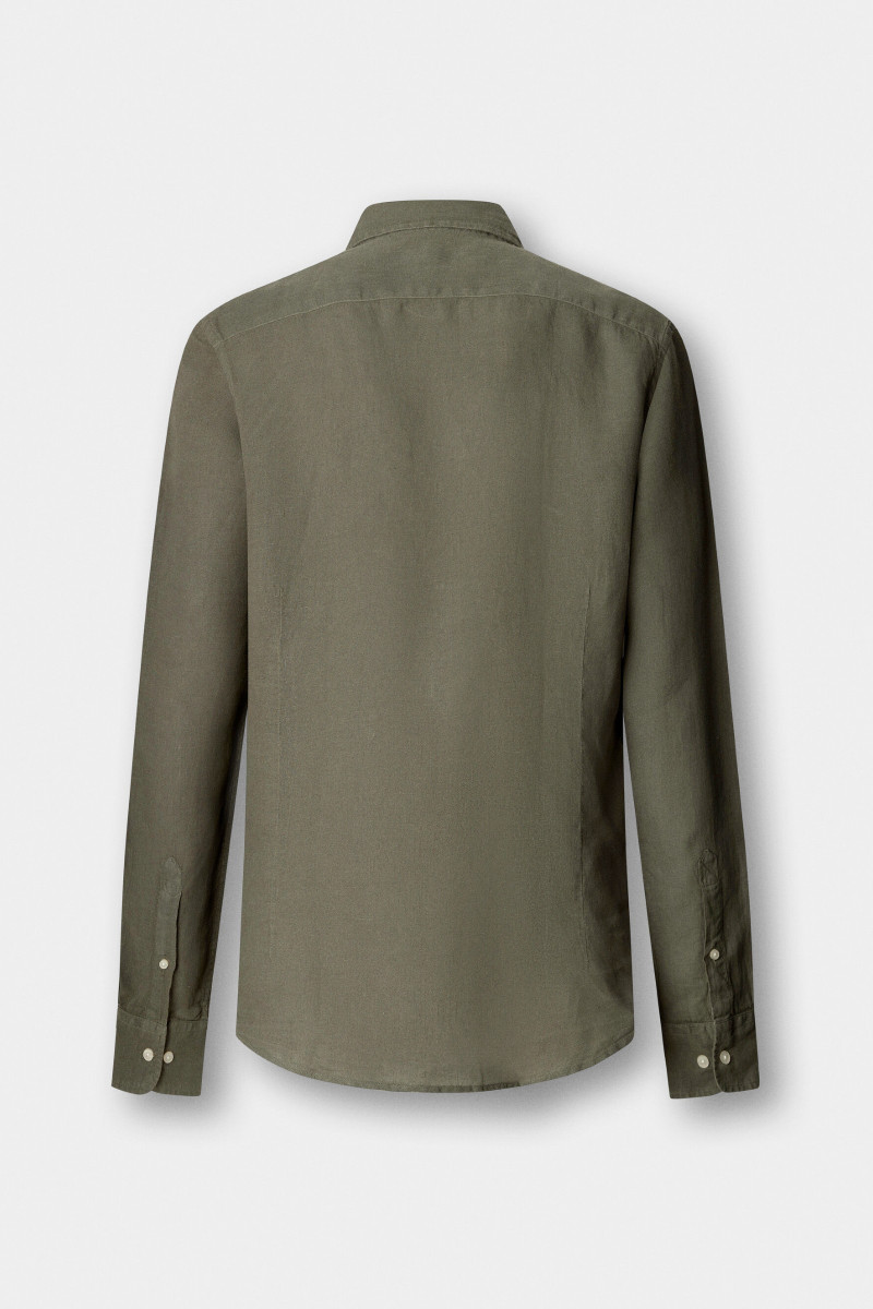 Košeľa Hackett London Ess Gmd Linen Kent Army Green