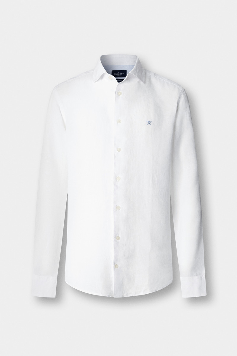 Košeľa Hackett London Ess Gmd Linen Kent Optic White