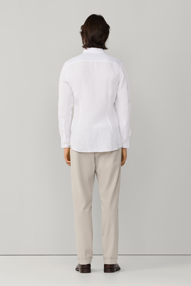 Košeľa Hackett London Ess Gmd Linen Kent Optic White