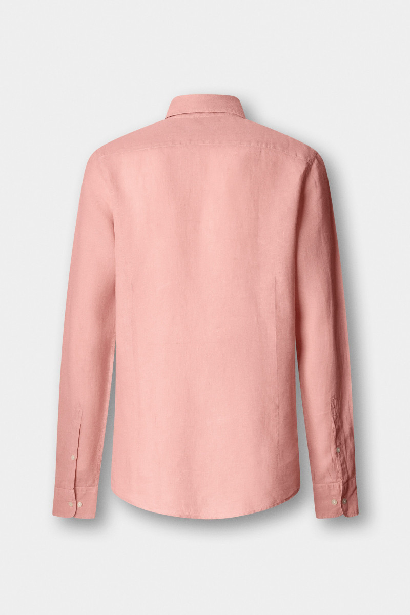 Košeľa Hackett London Ess Gmd Linen Brpt Dark Blush Pink