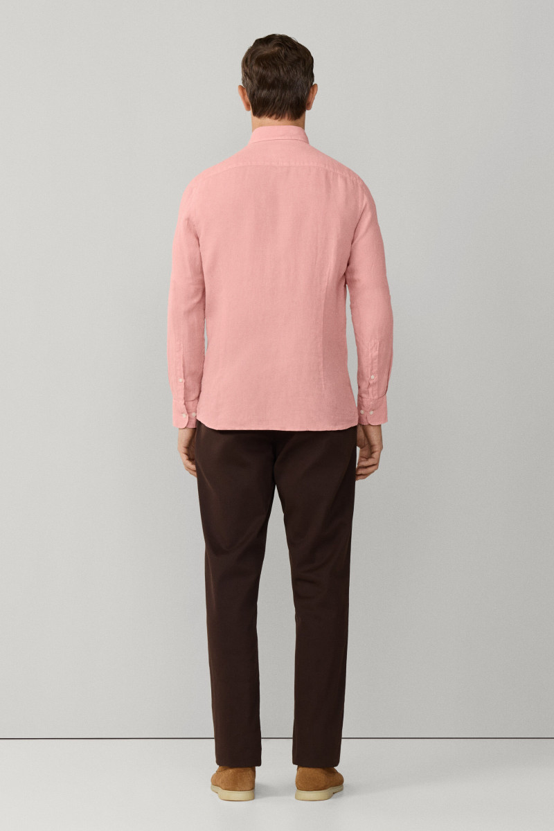 Košeľa Hackett London Ess Gmd Linen Brpt Dark Blush Pink