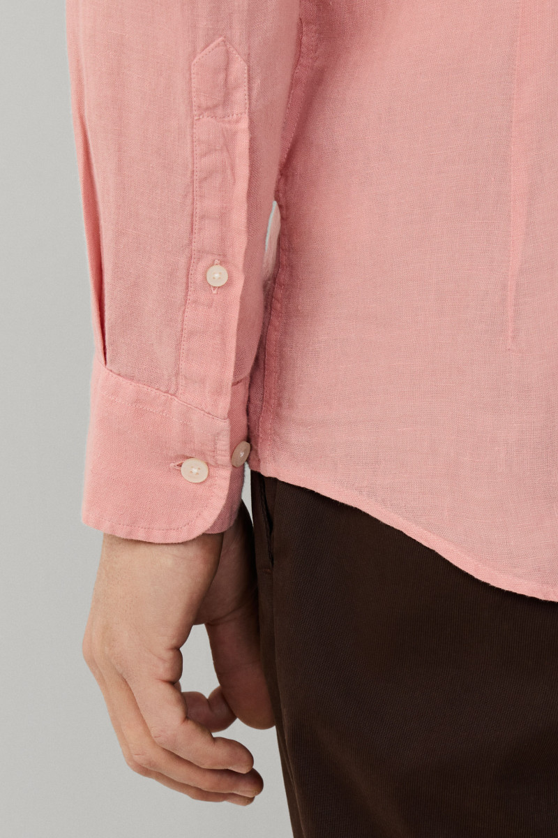 Košeľa Hackett London Ess Gmd Linen Brpt Dark Blush Pink