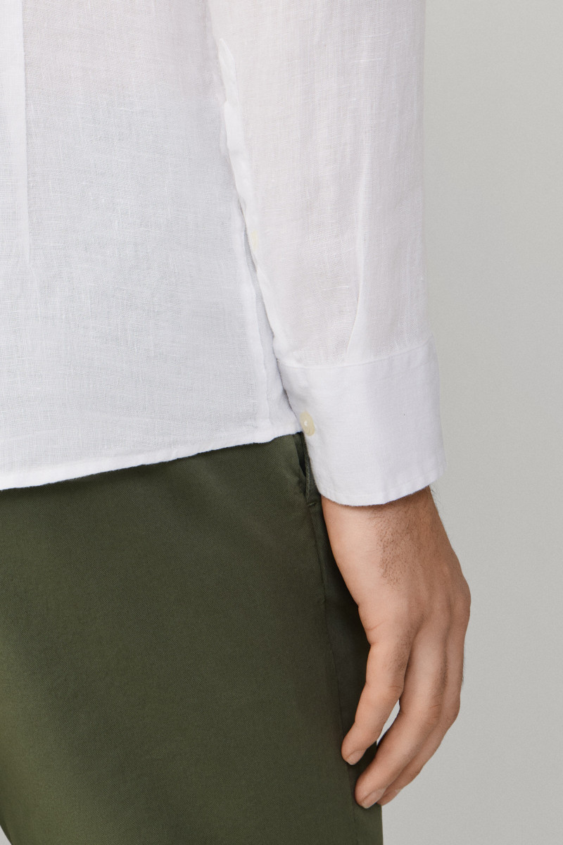 Košeľa Hackett London Ess Gmd Linen Brpt Optic White