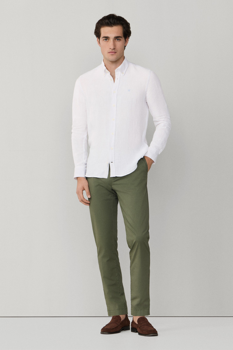 Košeľa Hackett London Ess Gmd Linen Brpt Optic White