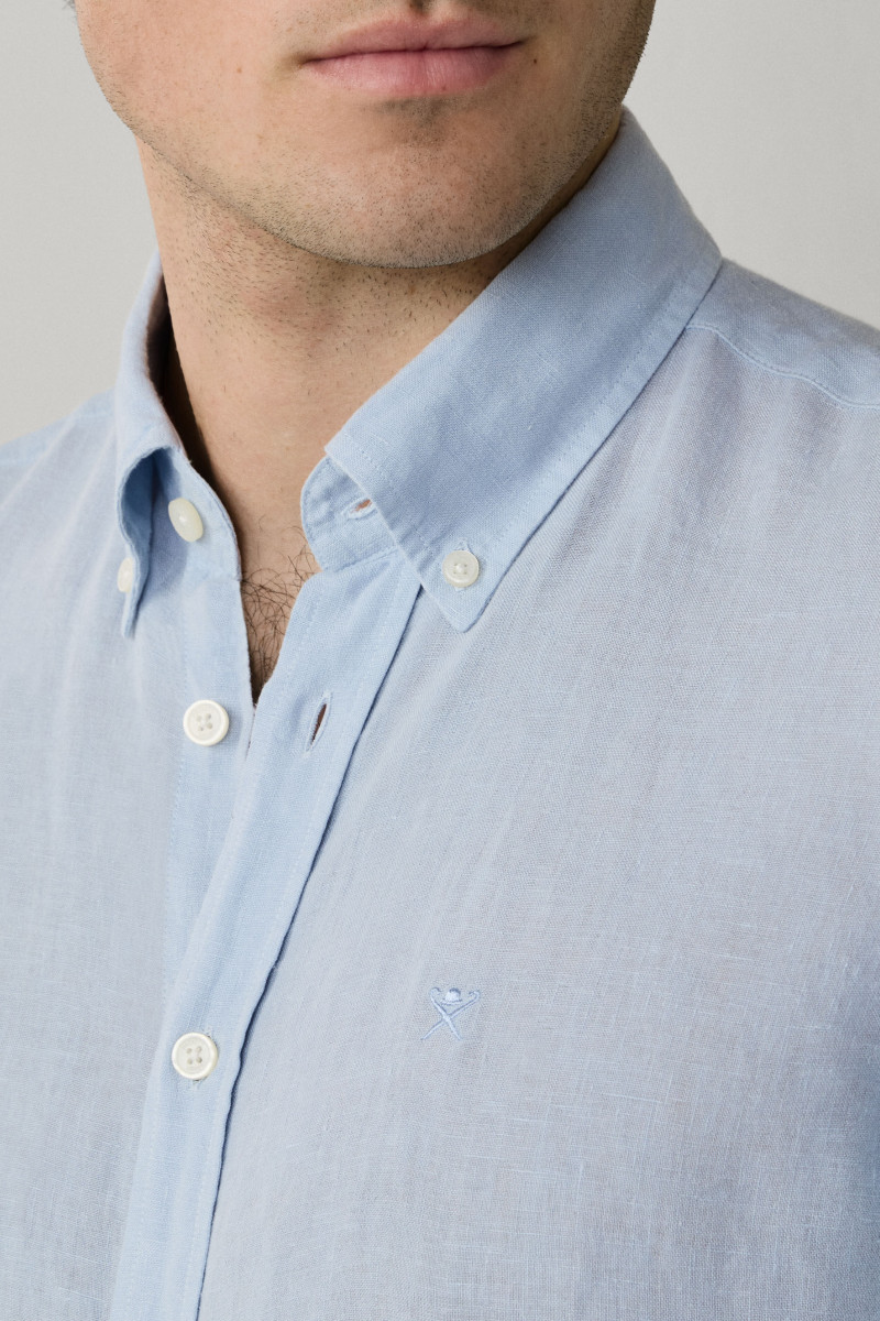 Košeľa Hackett London Ess Gmd Linen Brpt Oxford Blue