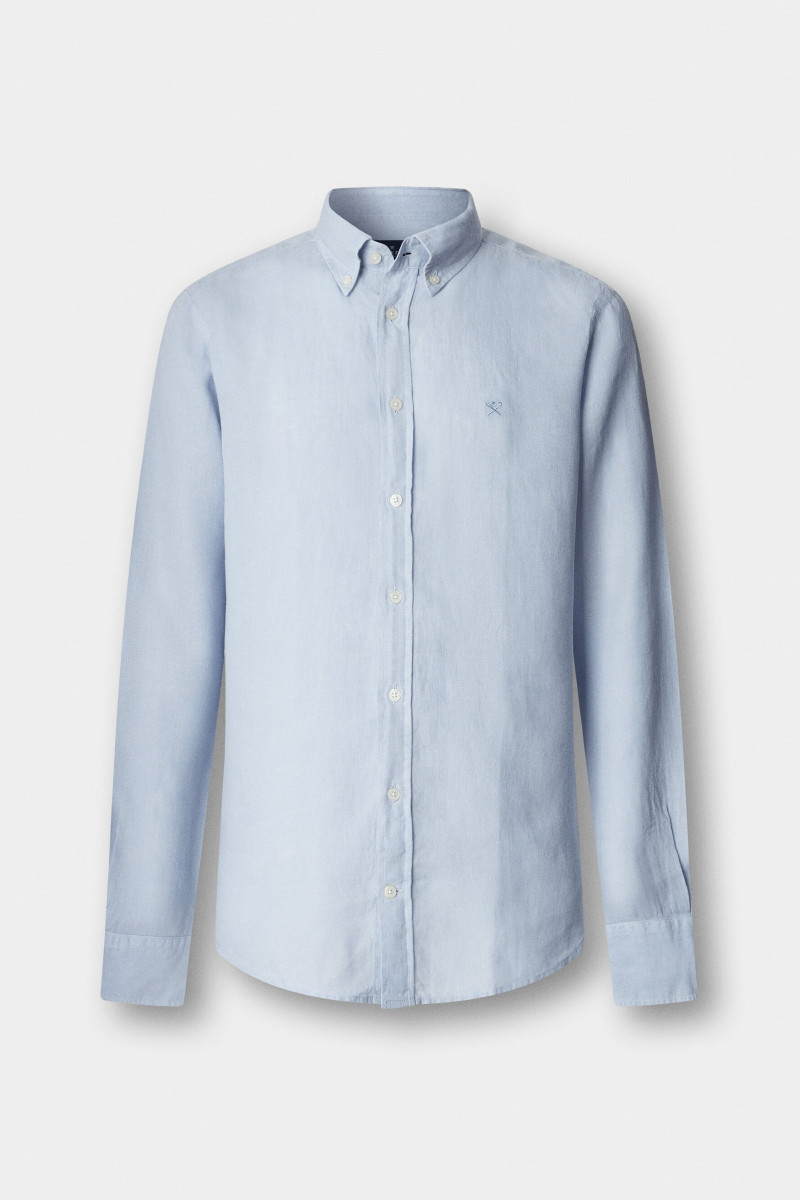 Košeľa Hackett London Ess Gmd Linen Brpt Oxford Blue