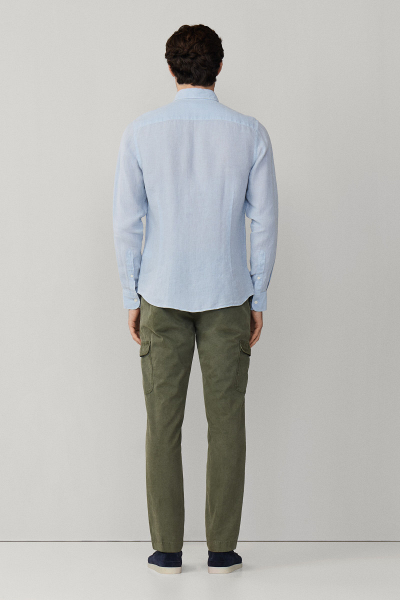 Košeľa Hackett London Ess Gmd Linen Brpt Oxford Blue