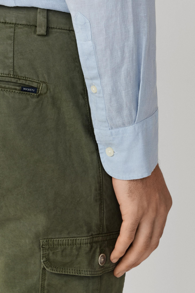 Košeľa Hackett London Ess Gmd Linen Brpt Oxford Blue