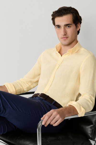 KOŠILE HACKETT LONDON ESS GMD LINEN BRPT - Fotografie č. 8